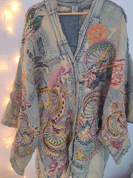 Magnolia Pearl Jackets & Blazers - Magnolia Pearl Patchwork Dragon Daigo Kimono 🌸🐉✨